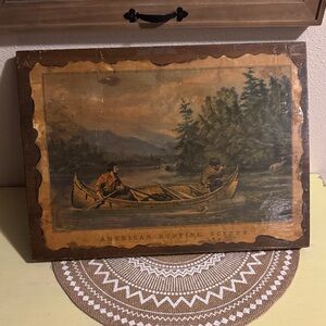 Vintage ‘American Hunting Scenes : A Good Chance’ Currier & Ives Art on wood